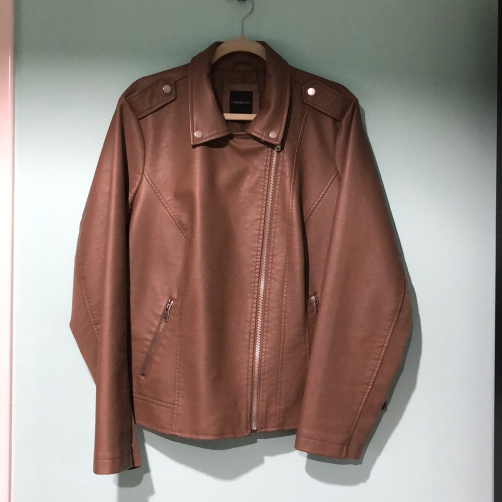 Tan faux leather lane Bryant coat size 18/20.